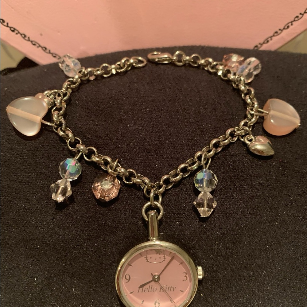 Hello Kitty Silver Charm Bracelet with Pink Accents